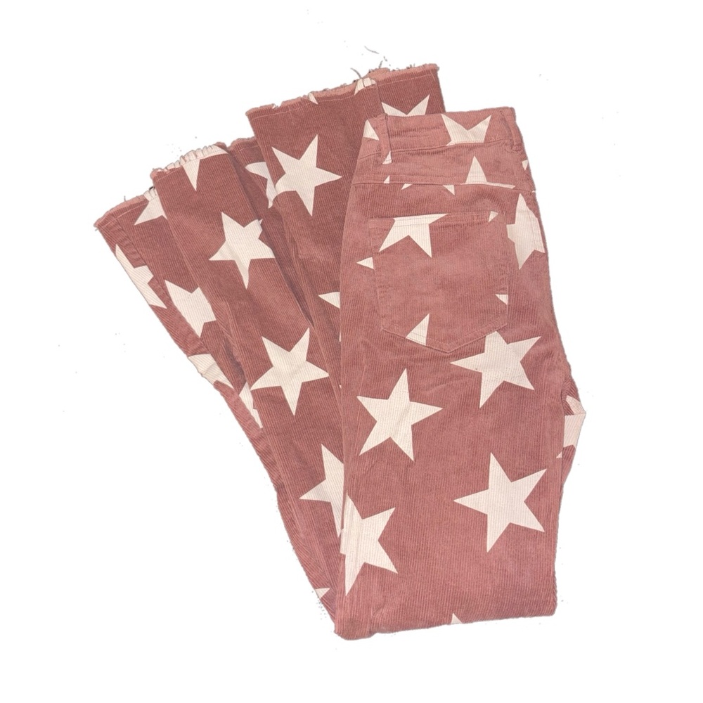 Altar'd State Pink and White Star Flare Jeans